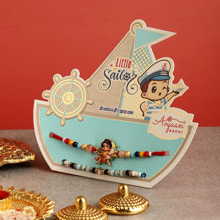 Handmade Shri Ram Rakhi Hamper | Includes 1 Ramdarbar Idol, 2 Rakhis, 1 Roli Chawal