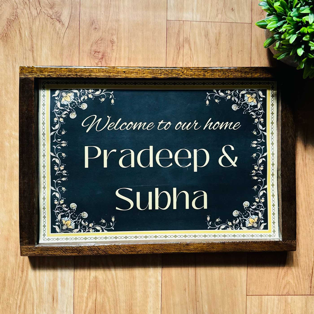 Ebony Blossom Personalized Resin Wooden Frame Name Plate