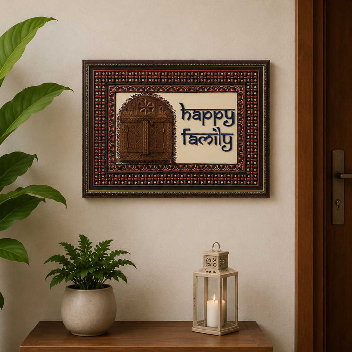 Personalized Handcrafted Lippan Art Wooden Window Name Plate For Home