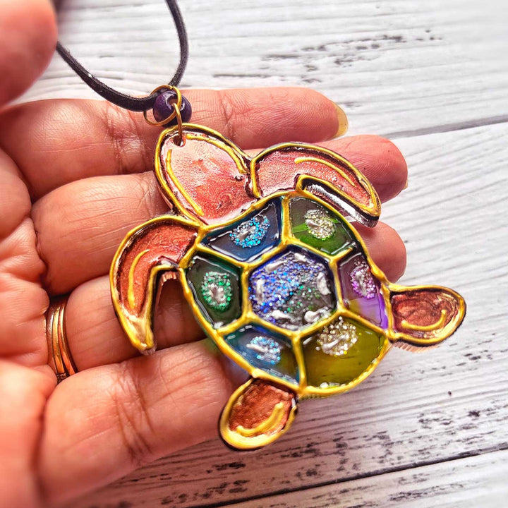 Handmade Laser Cut Tortoise Acrylic Necklace