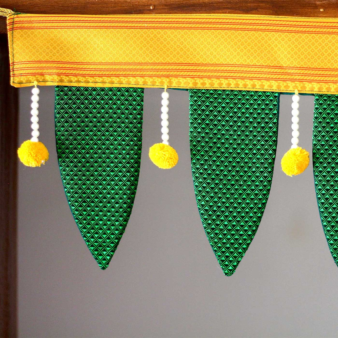 Handcrafted Traditional Mango Leaf Silk Fabric Toran For Festive Decor