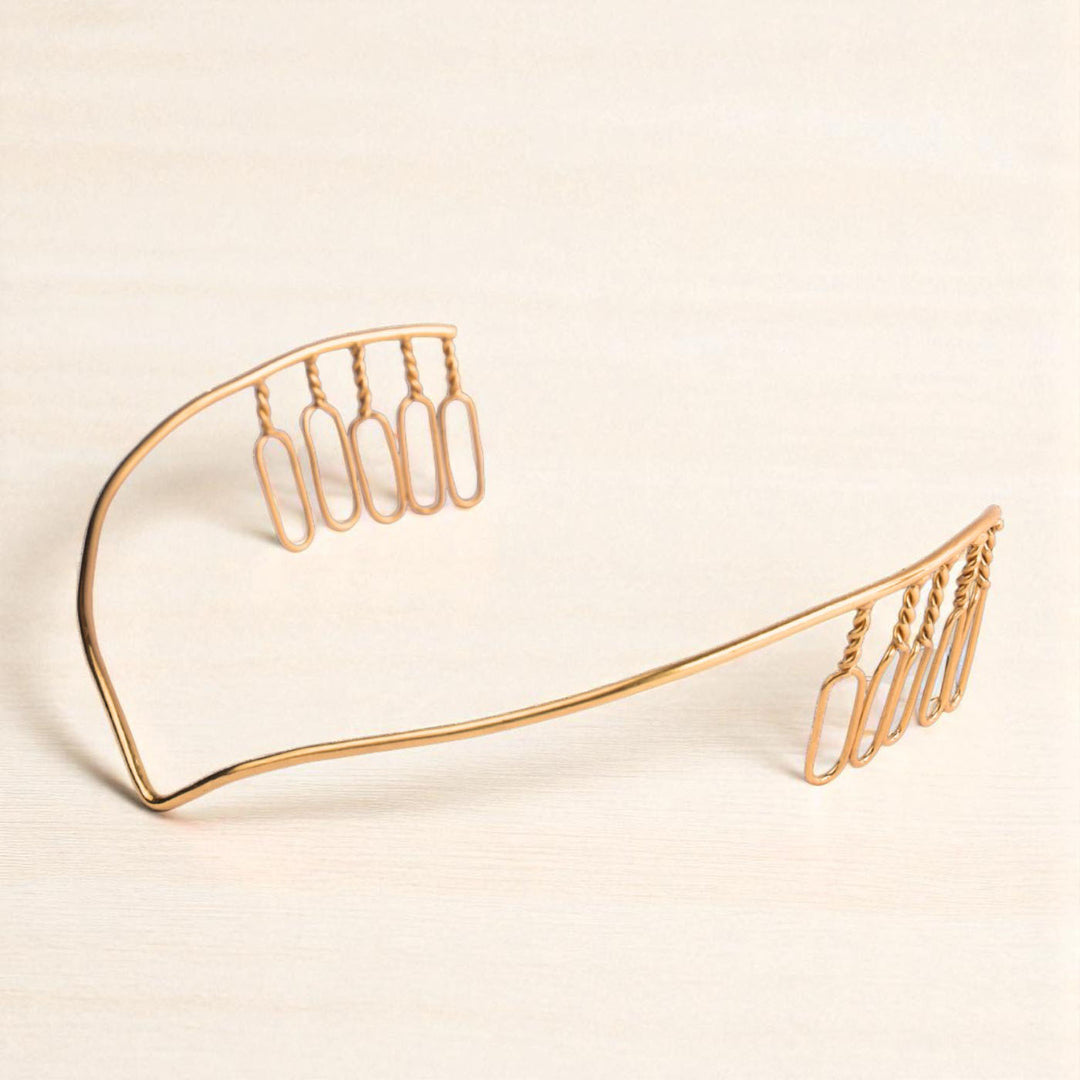 Handmade Minimalist Gigi 18k Gold Plated Reverse Headband For Weddings