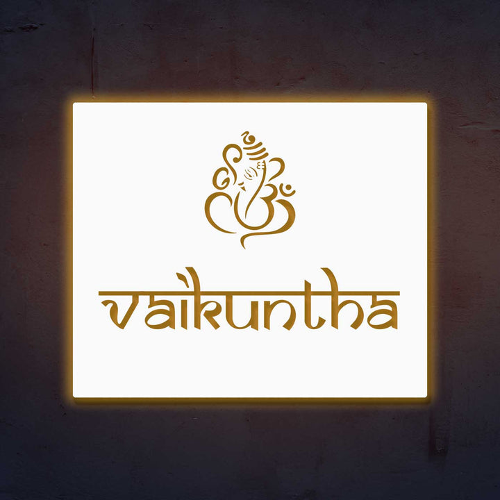Personalized Laser Cut Ganesha Theme Steel Name Plate