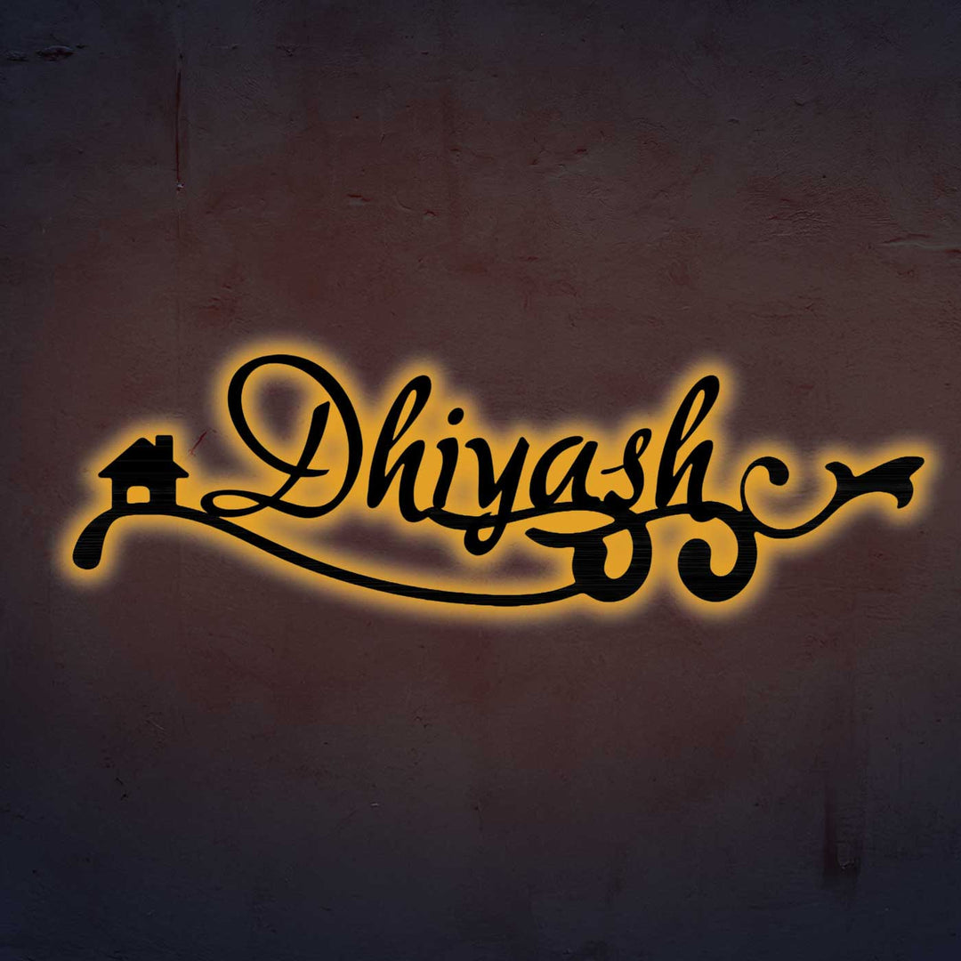 Personalized Laser Cut Wavy Design Steel Name Plate
