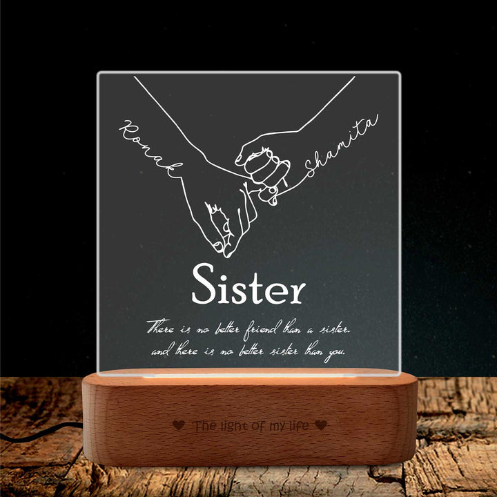 Personalized Engraved Sister Love Acrylic Table Lamp