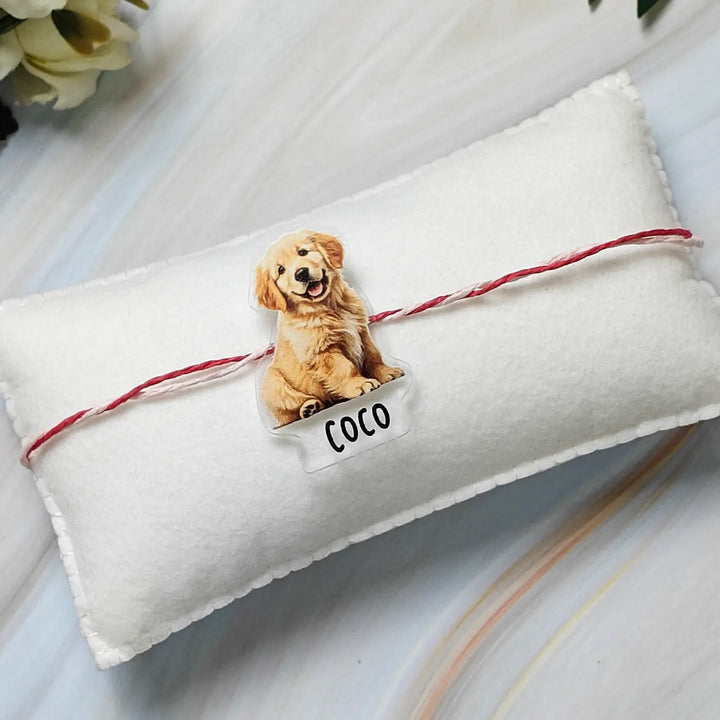 Photo Personalized Reusable Caricature Cute Dog Acrylic Rakhi For Pets