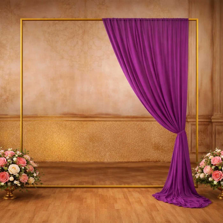 Reusable Purple Butter Crepe Backdrop Drape, Ready-to-Hang for Mehndi & Pooja Decor