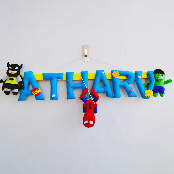 Personalized Super Hero Theme Felt Kids Name Plate
