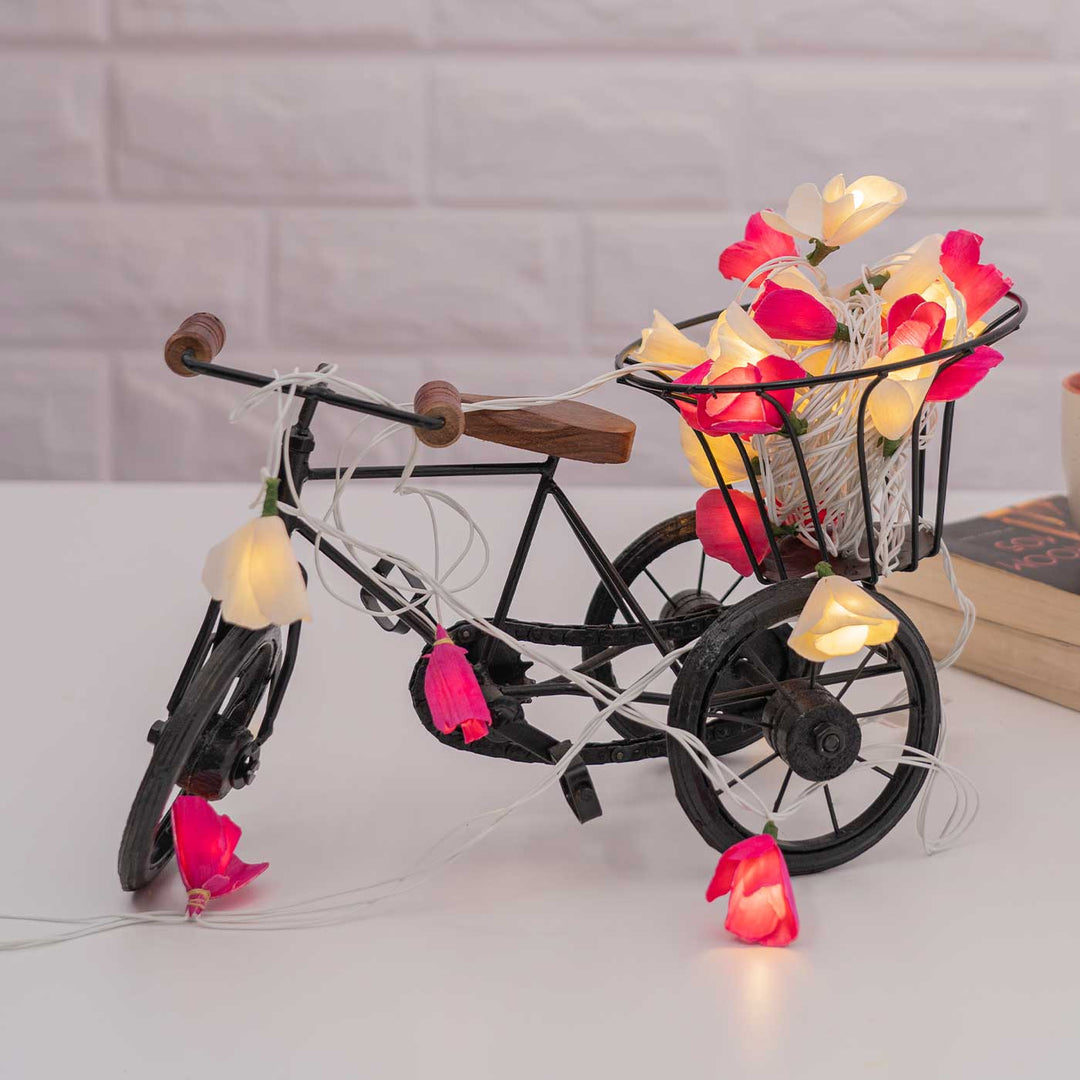 Handmade Poov String Light Pink Color Sholapith Fairy Light