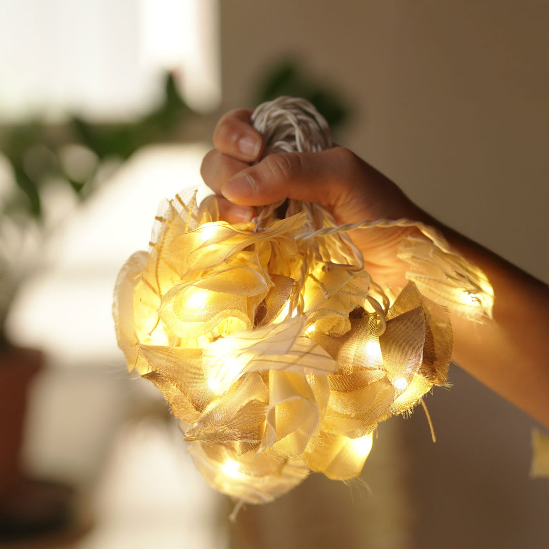 9.15m, 50 Bulbs | Handmade Pastel Organza Fabric LED Fairy Light