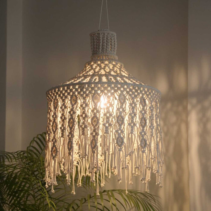Handmade Macrame Boho Design Cotton Hanging Lamp