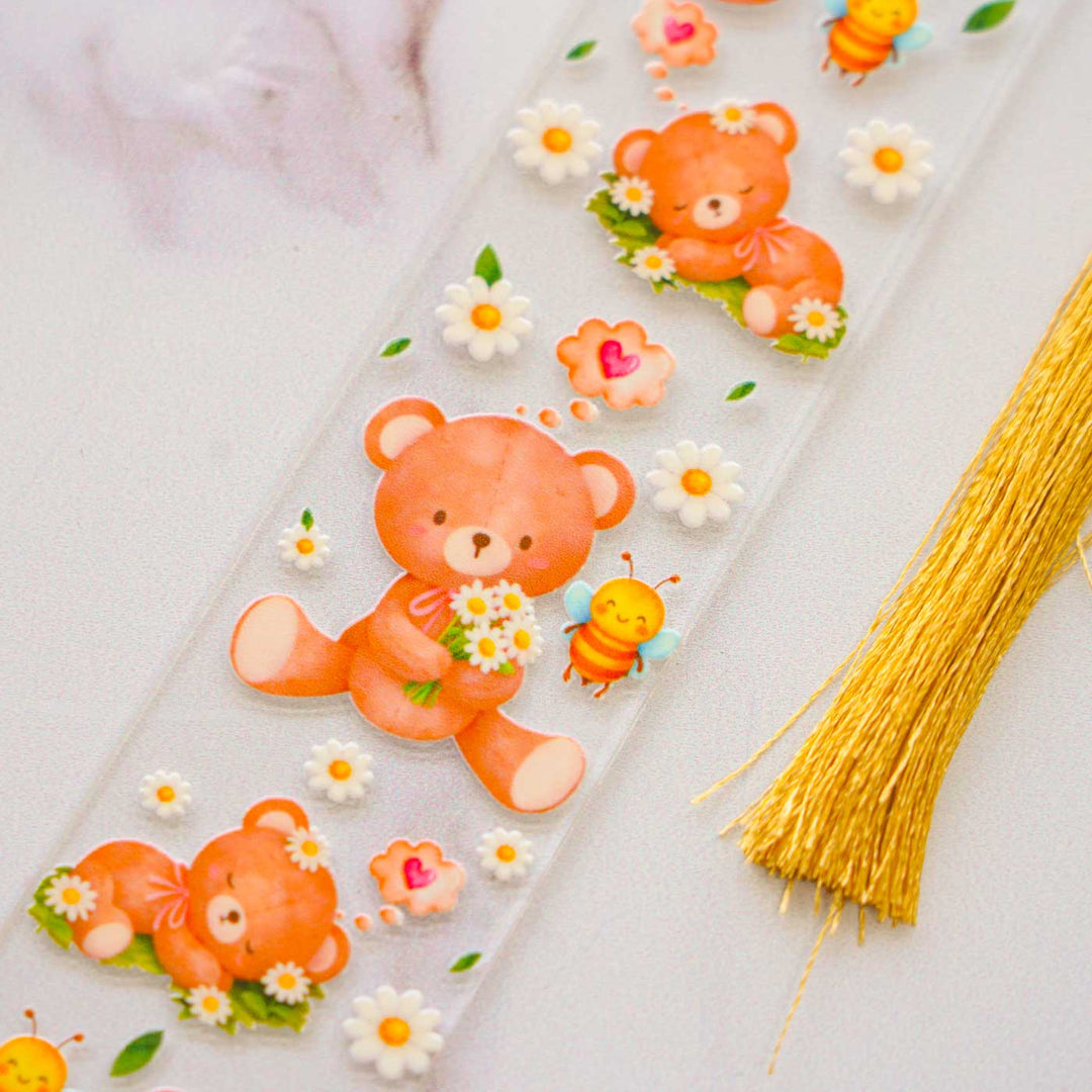 Teddy Theme Handmade Acrylic Bookmark With Tassel For Book Lovers
