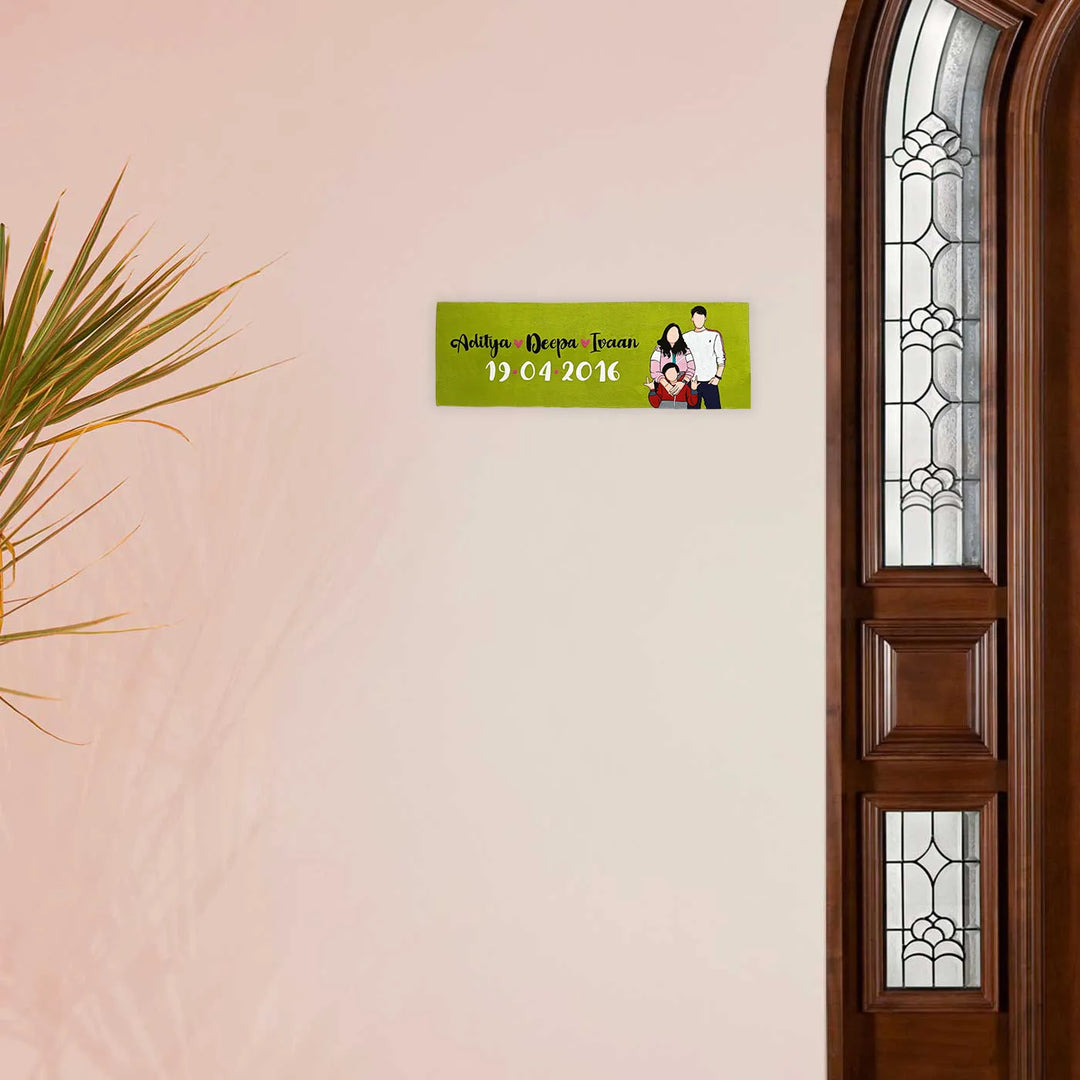 Photo Personalized Hand-Painted Family Theme MDF Wood Name Plate
