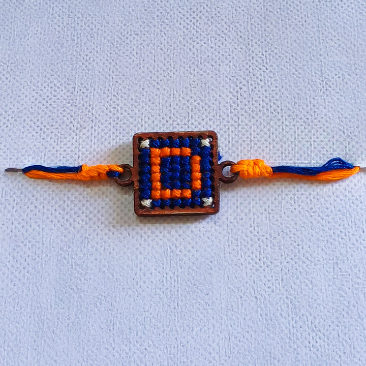 Personalized Handmade Letter Wooden Rakhi With Roli Chawal For Brother