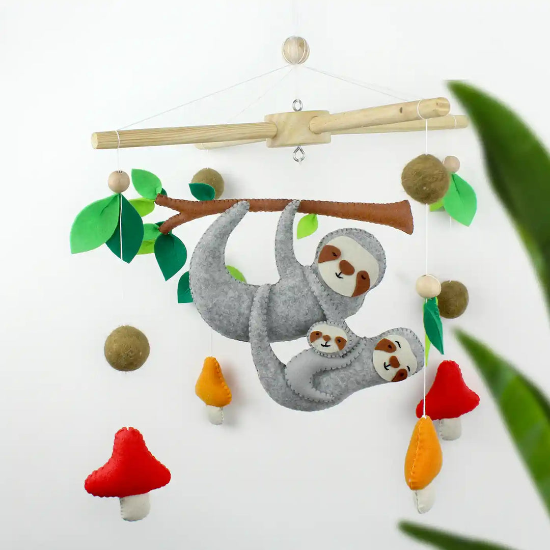 Handmade Sloth Family Theme Felt Cot Mobile