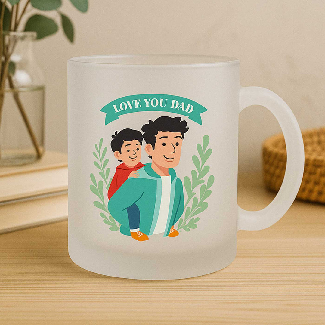 Printed Dad And Son Theme Glass Mug