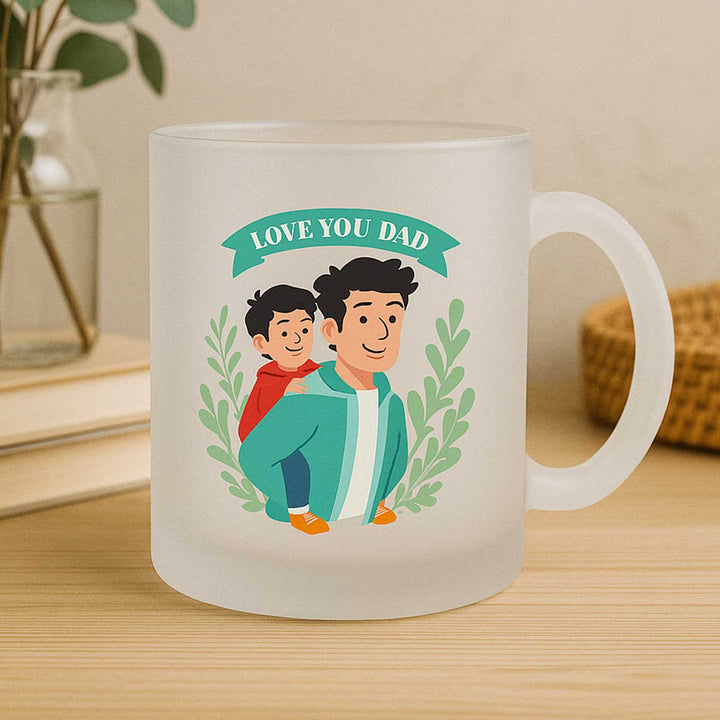 Printed Dad And Son Theme Glass Mug