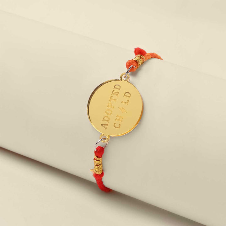 Handmade Adopted Child Design Acrylic Rakhi For Siblings - Front View Showing Full Product