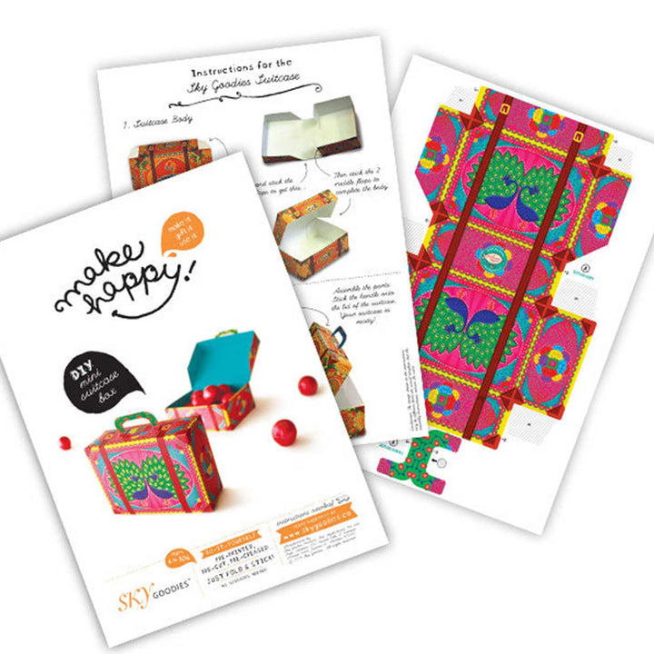 Handmade Printed Colorful Mini Suitcase Design Paper DIY Kit