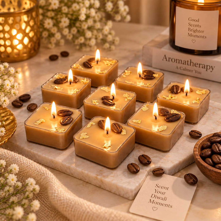 10 pc | Handmade Coffee Bean Scented Soy Wax Tealight Candle