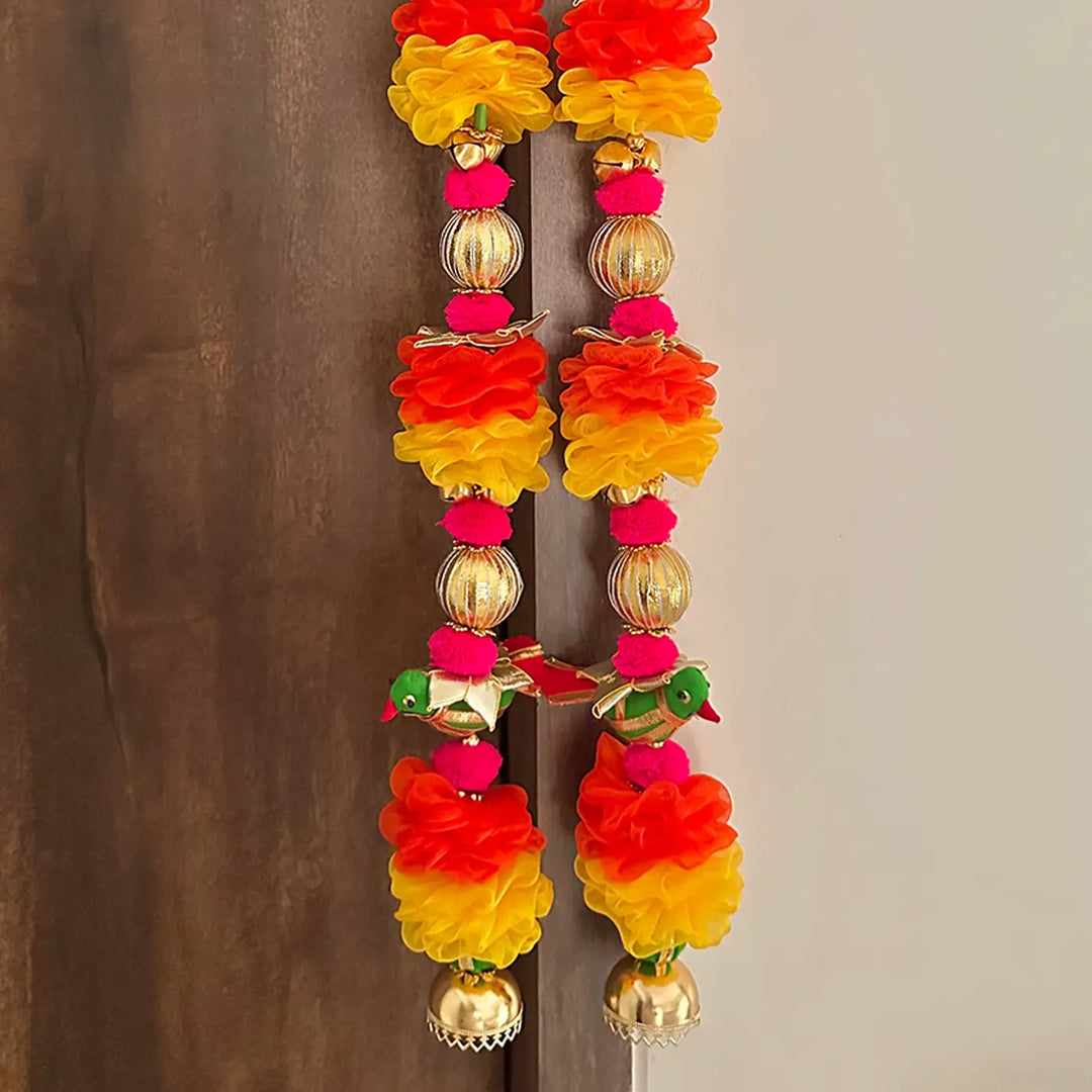 Handmade Yellow & Orange Floral Parrot Hanging