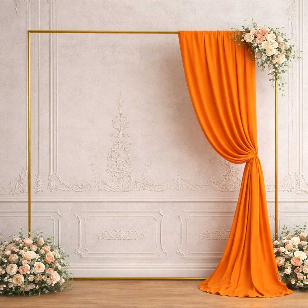 Reusable Orange Butter Crepe Backdrop Drape, Ready-to-Hang for Haldi & Pooja Decor