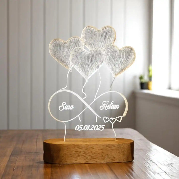 Personalized Heart Theme Acrylic Table Lamp