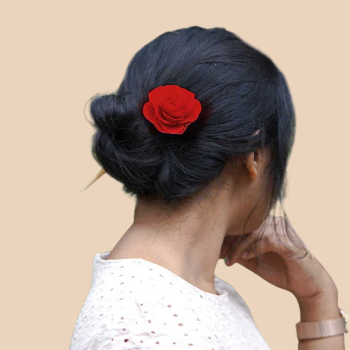 Handmade Rose Design Bamboo Bunstick