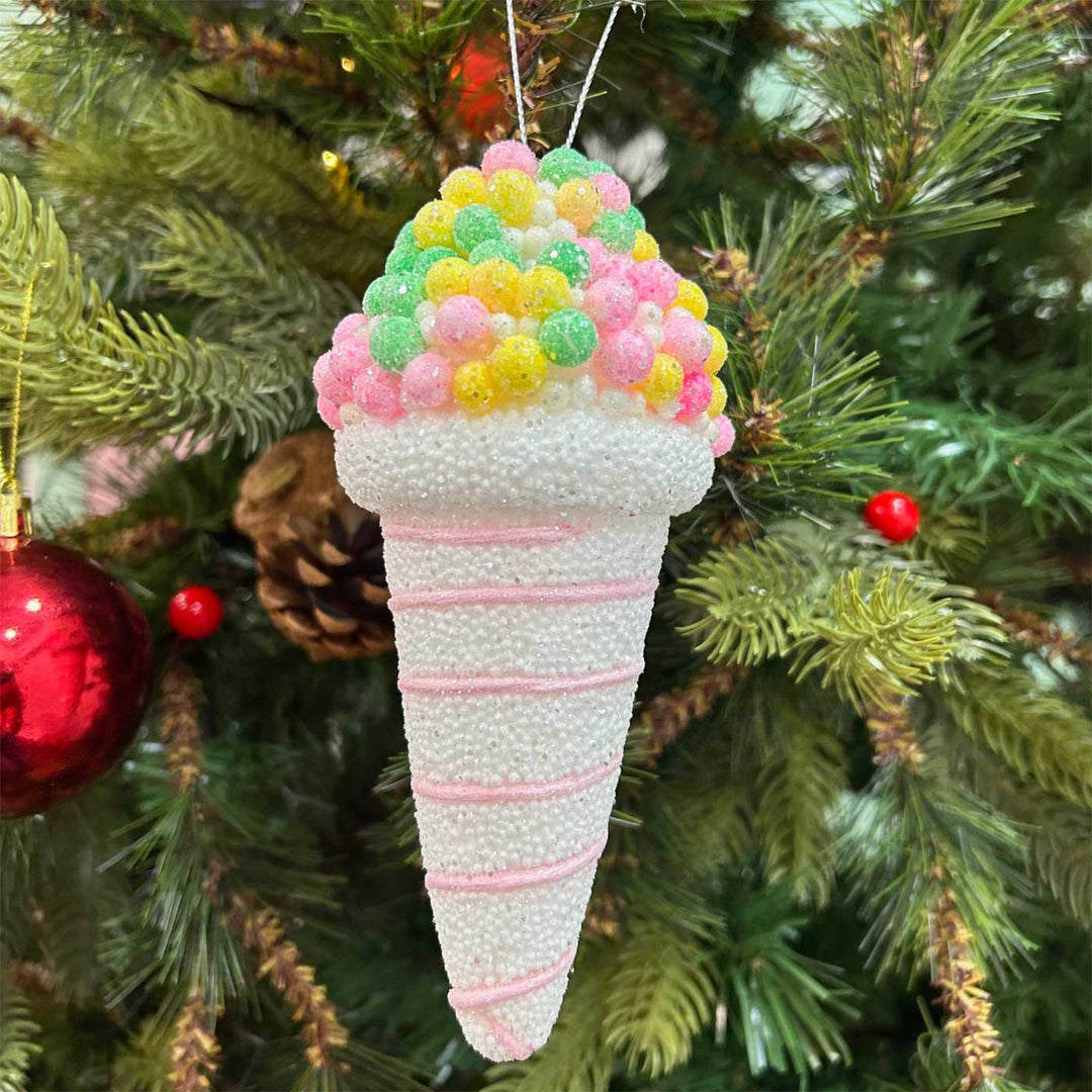 Handmade Colorful Sprinkle Swirl Icecream Thermacol Ornaments For Christmas Tree Decoration