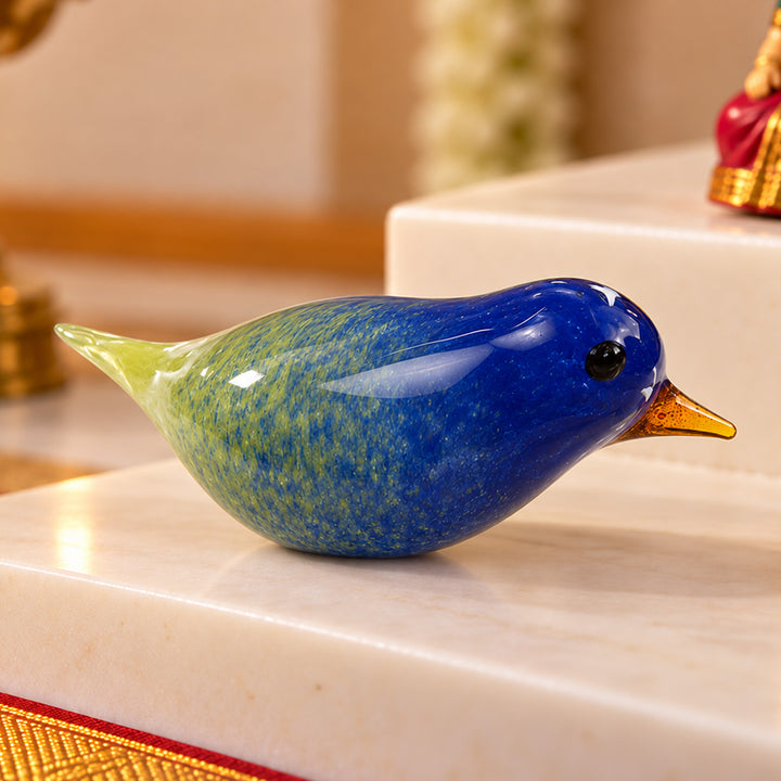 Blown Glass Blue & Green Ombre Bird Figurine For Home Decor