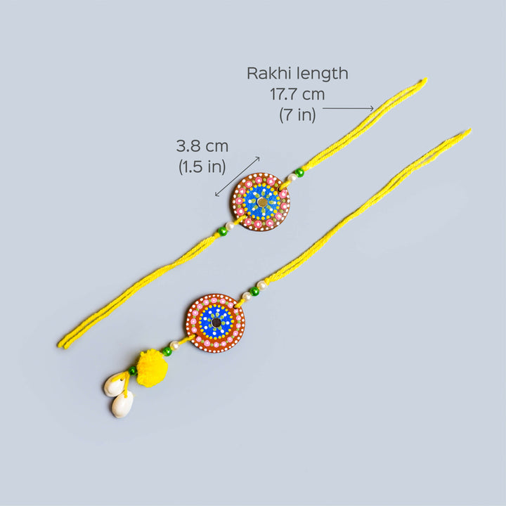 Handpainted Terracotta Rakhi & Mug Set with Roli Chawal