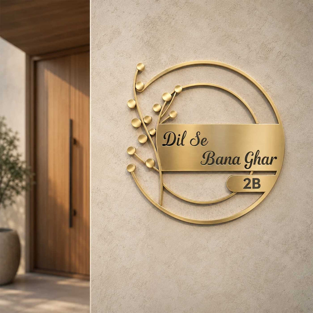 "Flora Nest" Round Personalized Weatherproof Stainless Steel Name Plate For Home