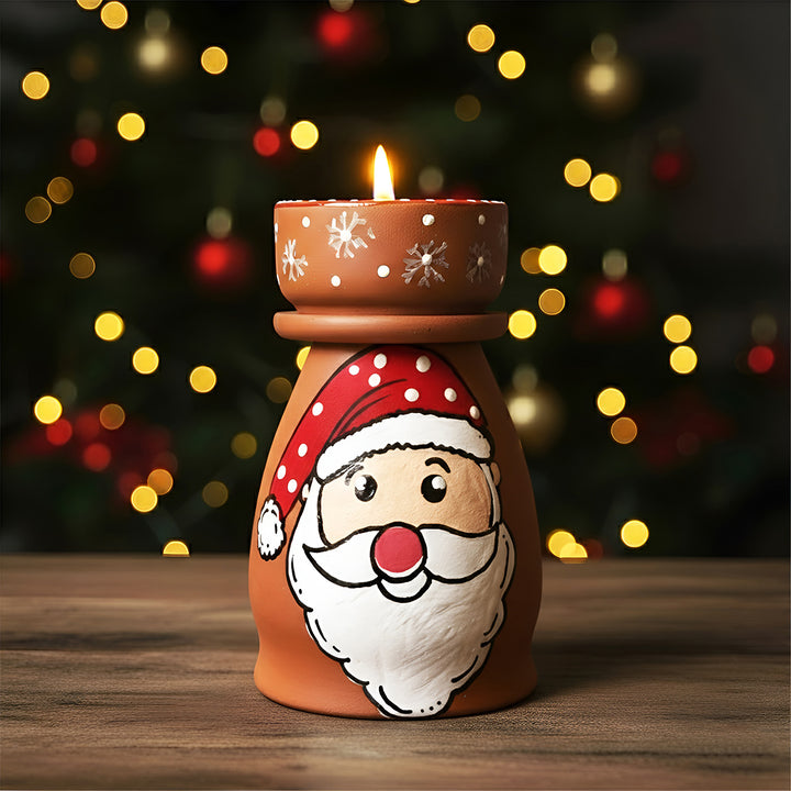 Hand-Painted Santa Tealight Holder For Christmas Decoration