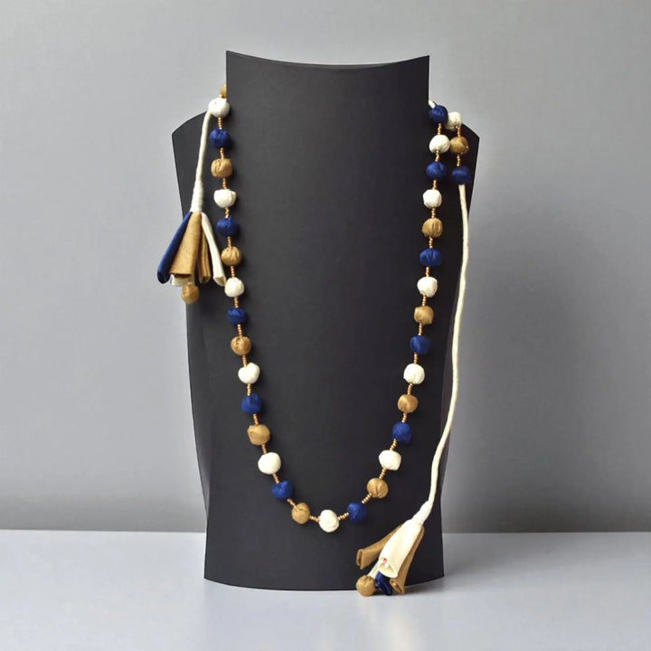 Handmade Textile Art Round Beaded Dupion Silk Fabric Necklace