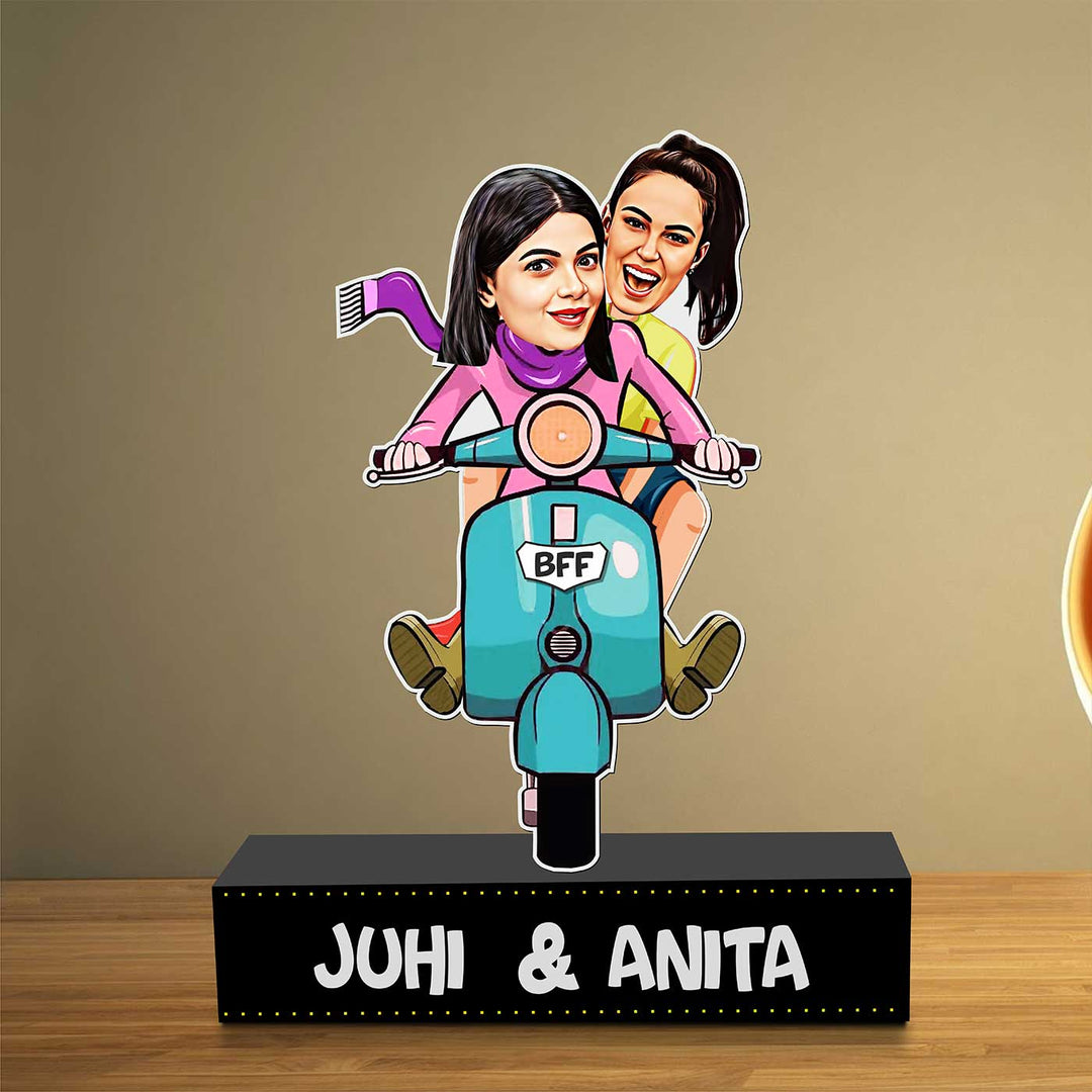 Photo Personalized Printed Bff Theme Acrylic Caricature Cutout With Stand