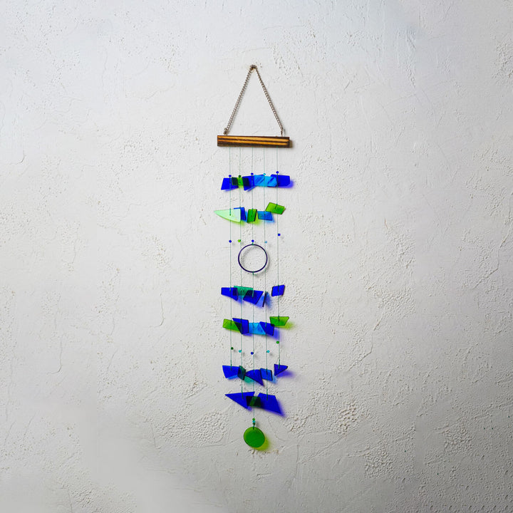 Zen Blue Stained Glass Windchime