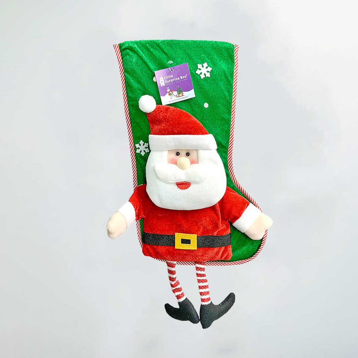Handmade Velvet Glitter Santa Woolen Stockings For Christmas Decoration