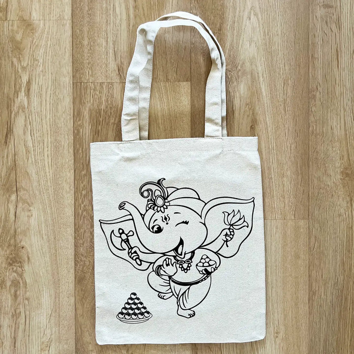DIY Colour It Yourself Dancing Ganesha Cotton Kids Tote Bag