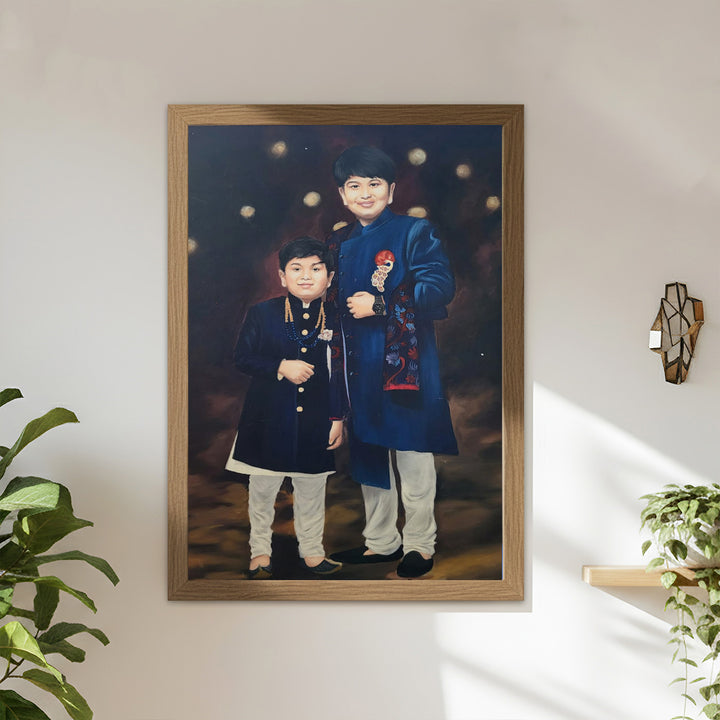 Photo Personalized Hand Painted Portrait With Premium Wooden Frame