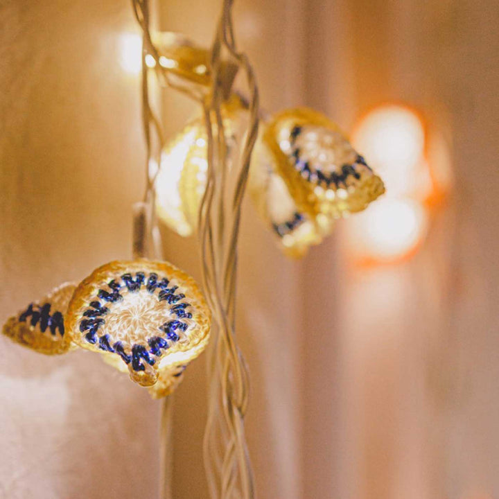 Handmade Crochet Blue & Yellow Lily Bougainvillea Fairy Light