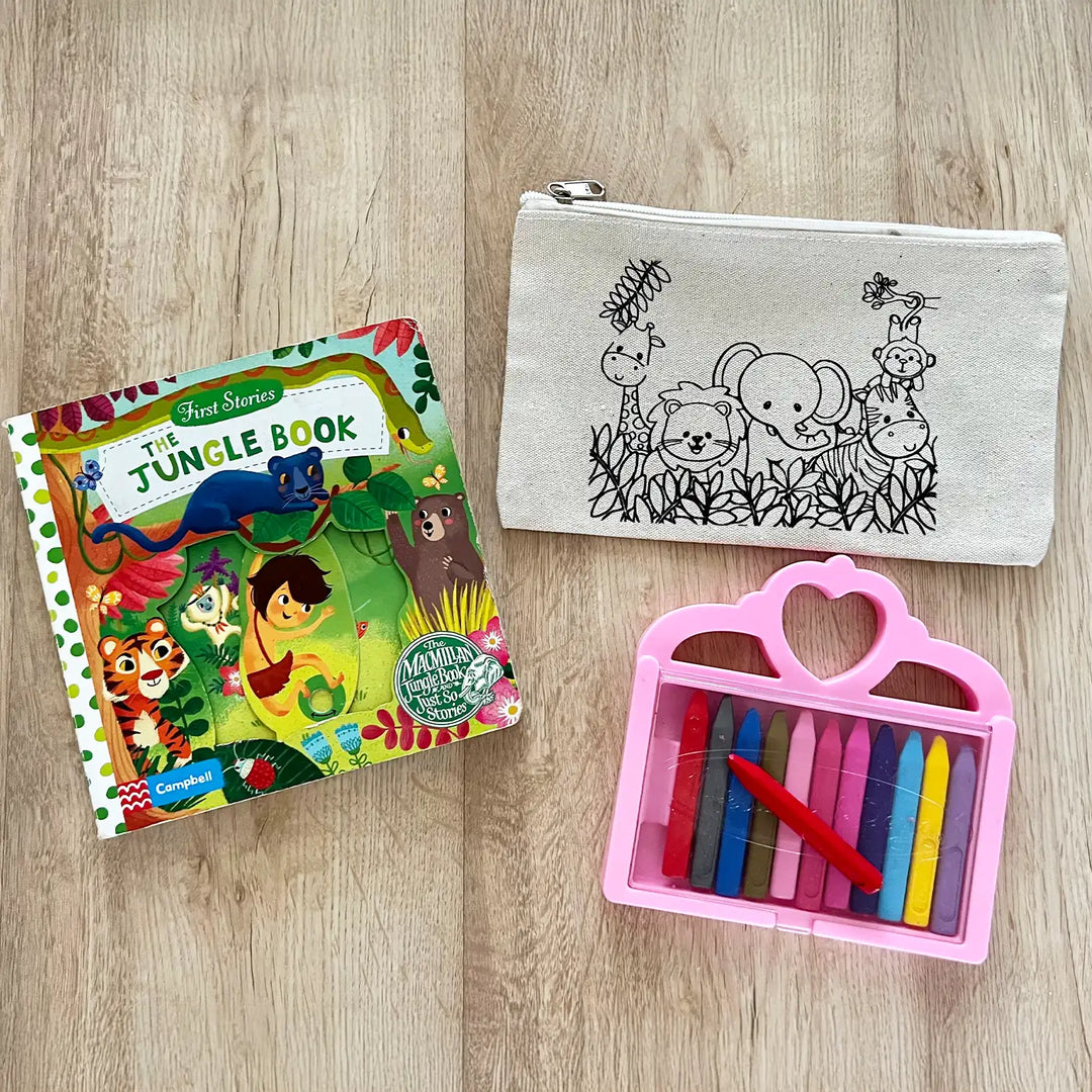 DIY Colour It Yourself Safari Jungle Cotton Pouch For Kids