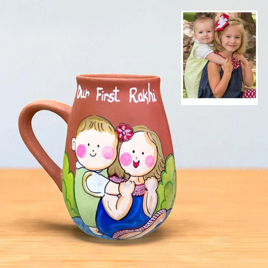 Photo Personalized Hand-Painted Terracotta Mug For Siblings