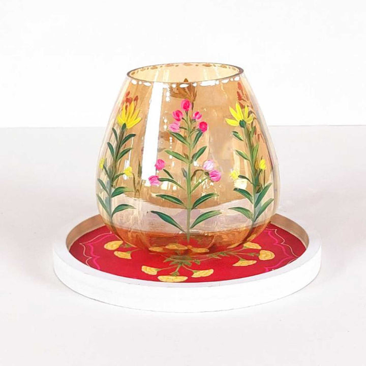 Hand-Painted Meher Wooden Candle Holder