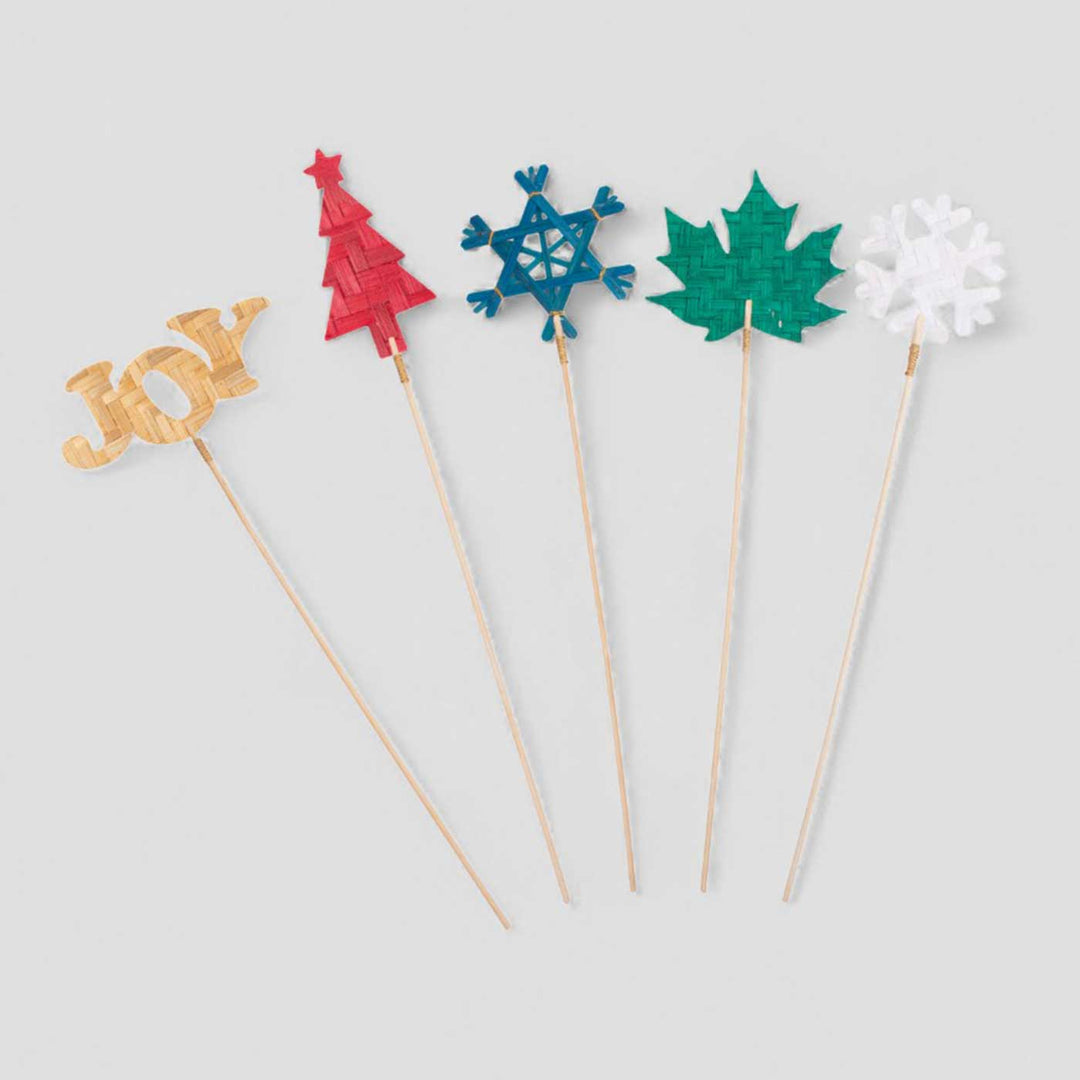 5 Pc | Handmade Bamboo Festive Assorted Decorative Sticks