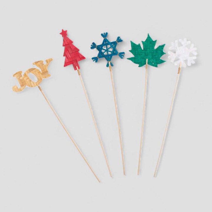 5 Pc | Handmade Bamboo Festive Assorted Decorative Sticks