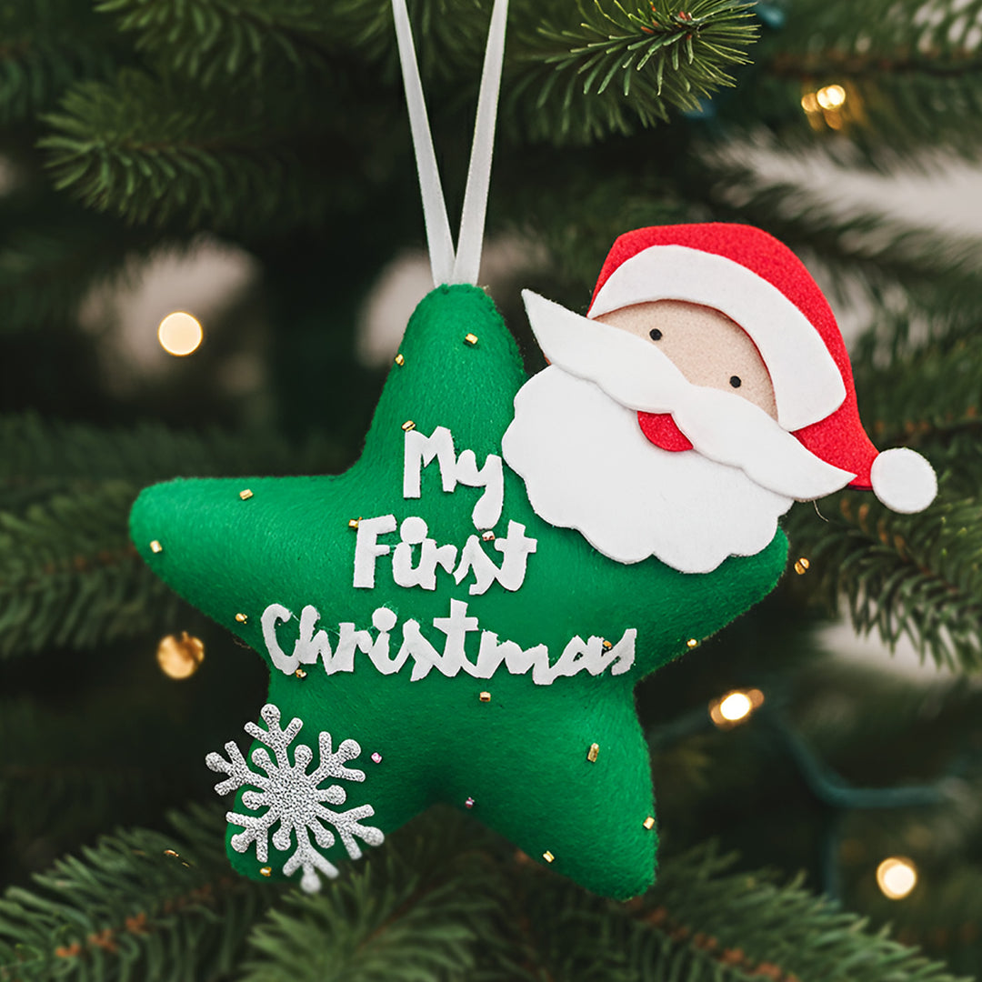 Handmade "My First Christmas" Star & Santa Ornament For Tree Decoration
