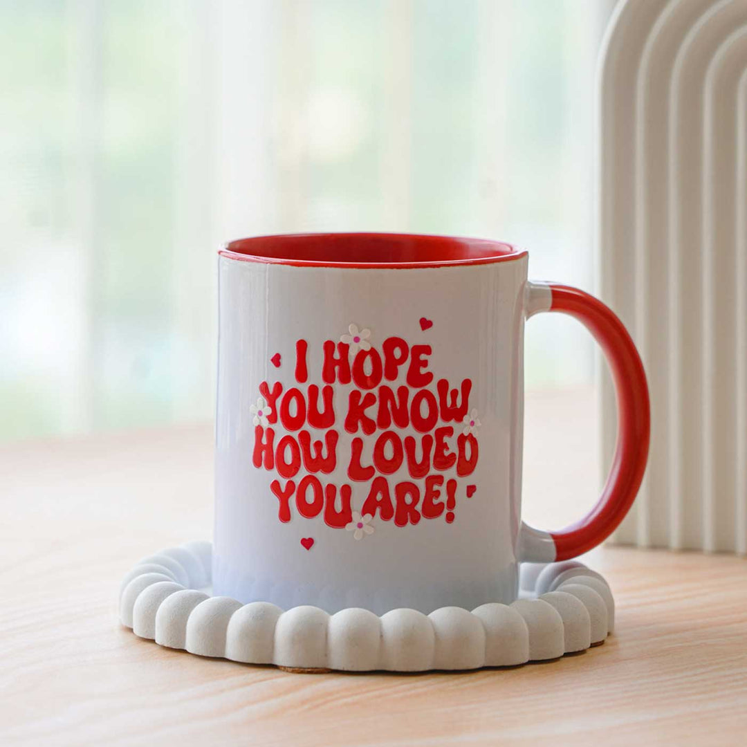 Handmade Glazed Ceramic "Love Quote" Theme Illustrated Mug For Kids