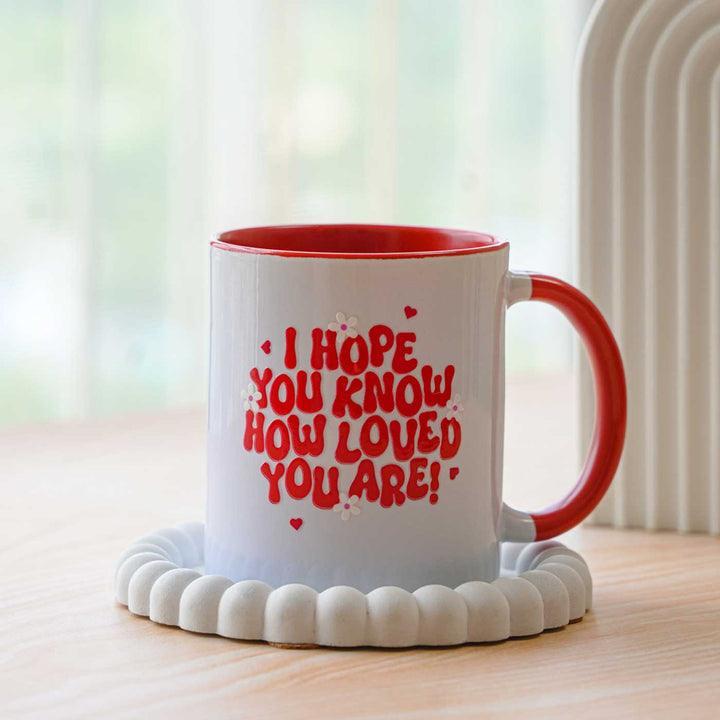 Handmade Glazed Ceramic "Love Quote" Theme Illustrated Mug For Kids