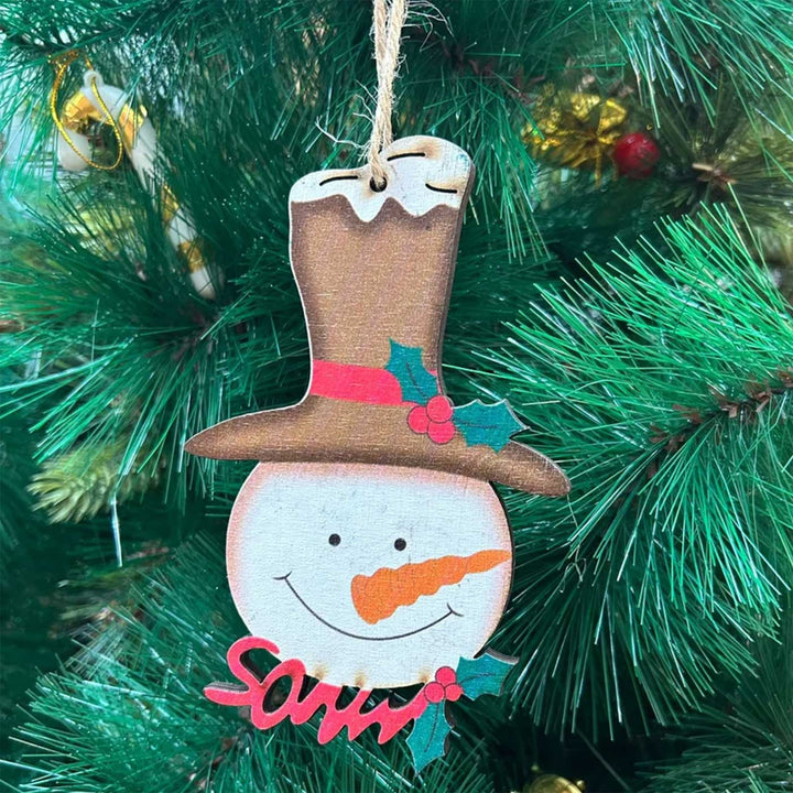 Handmade Frosty Hattie Wooden Ornaments For Christmas Tree Decoration