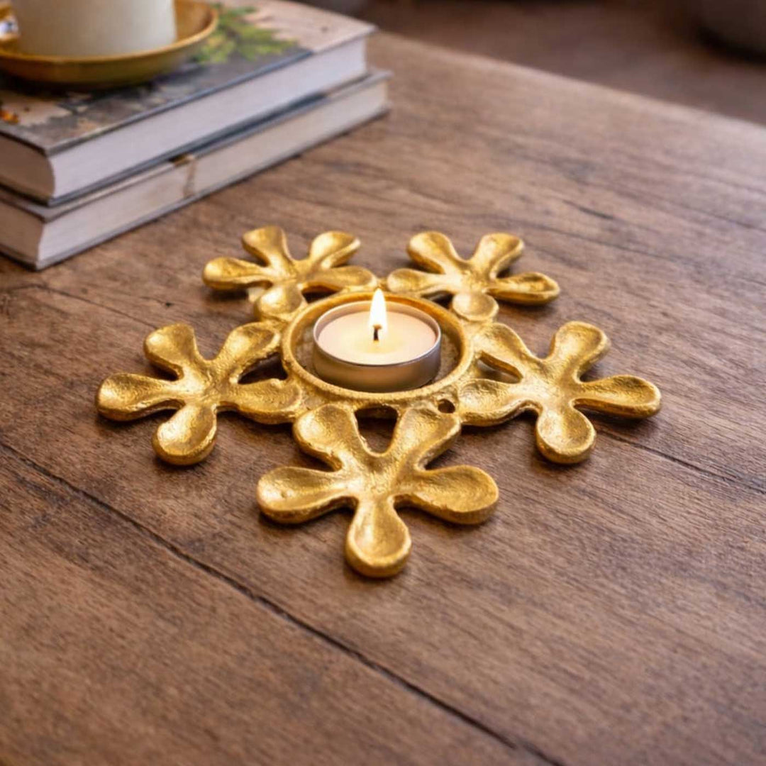 Handmade Floral Metal Tealight Holder For Festive Decor